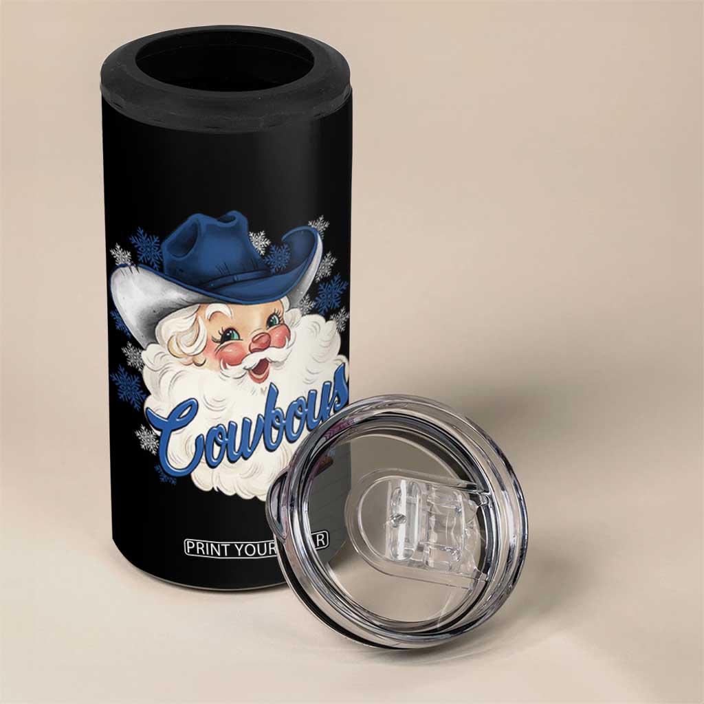 Christmas Cowboys Fan 4 in 1 Can Cooler Tumbler Funny Xmas American Football Blue Santa TS11 Print Your Wear