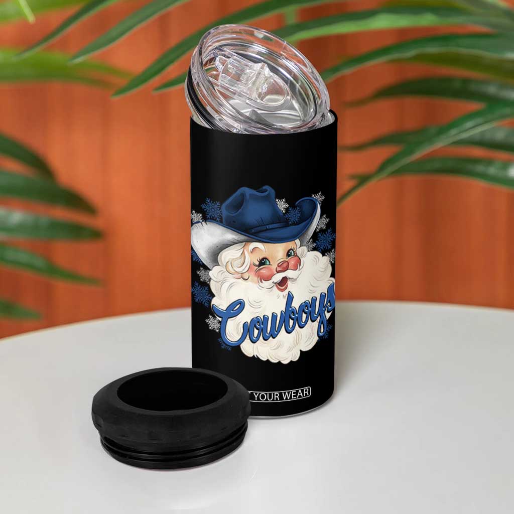 Christmas Cowboys Fan 4 in 1 Can Cooler Tumbler Funny Xmas American Football Blue Santa TS11 Print Your Wear