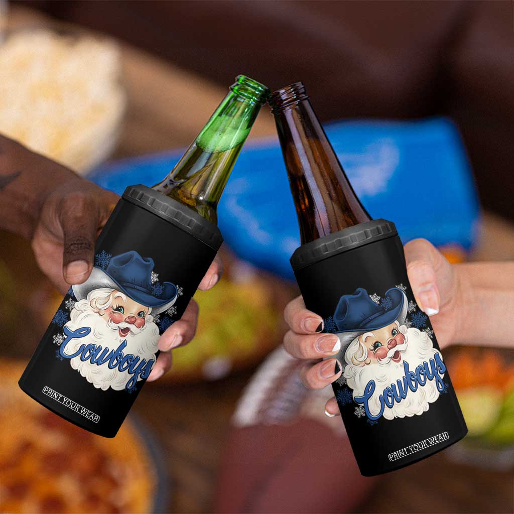 Christmas Cowboys Fan 4 in 1 Can Cooler Tumbler Funny Xmas American Football Blue Santa TS11 Print Your Wear