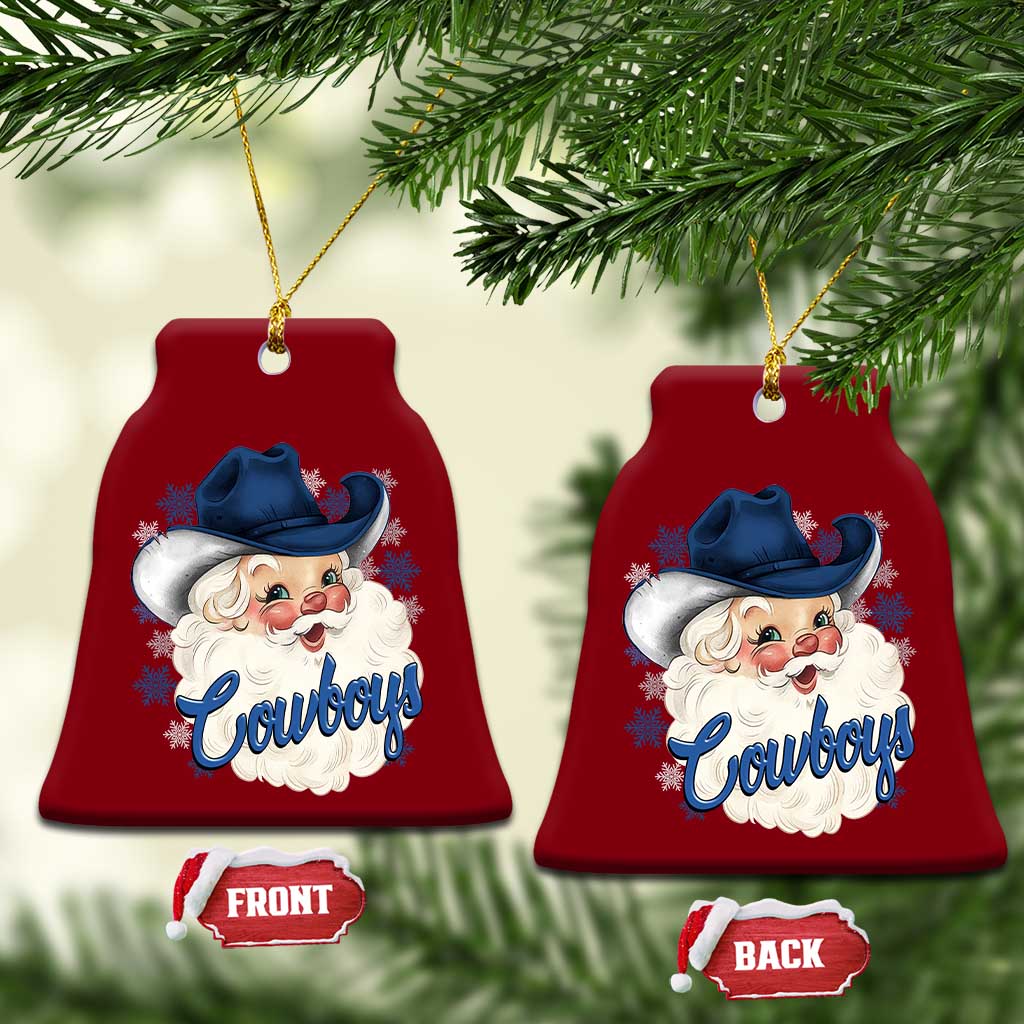 Christmas Cowboys Fan Ceramic Ornament Funny Xmas American Football Blue Santa TS11 Print Your Wear