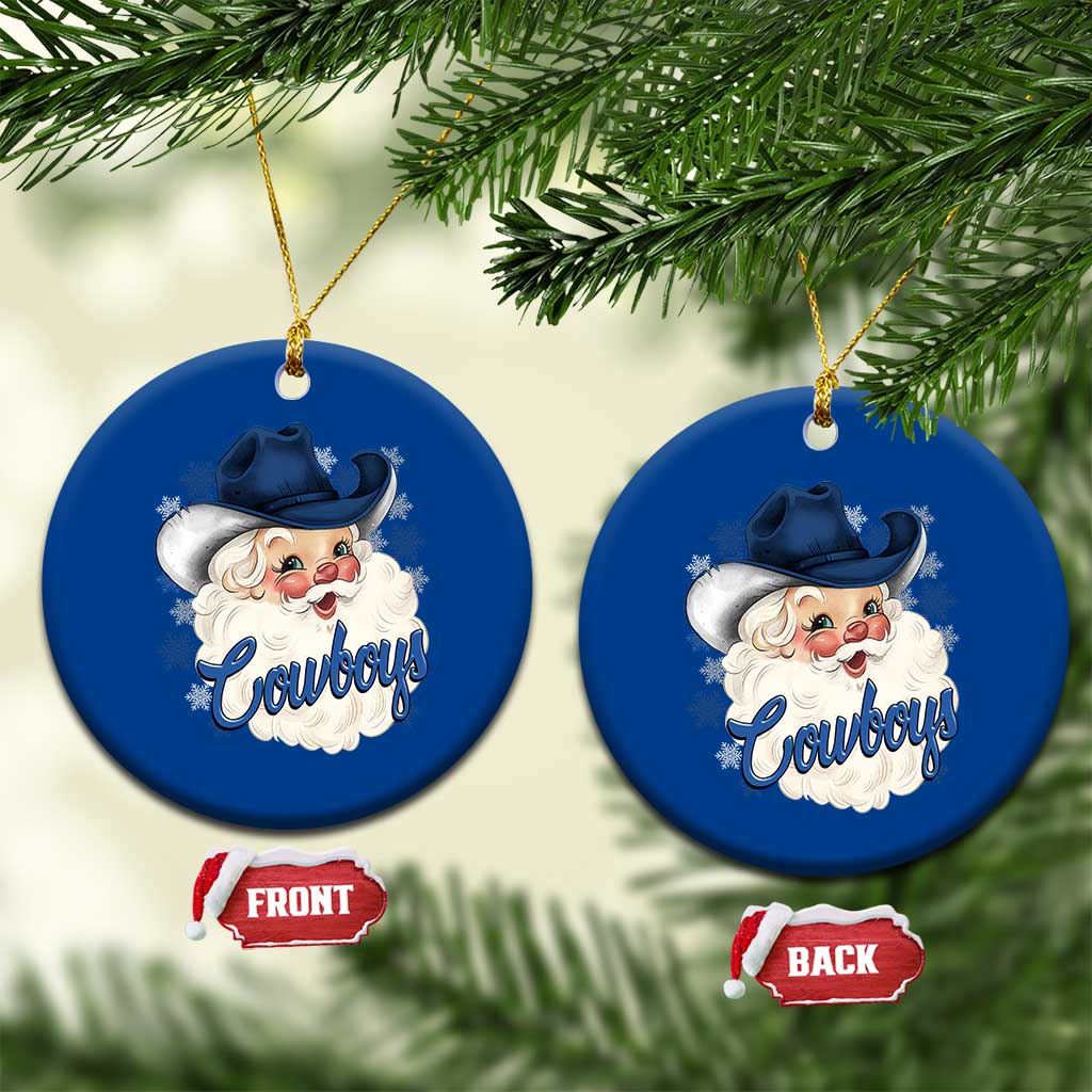 Christmas Cowboys Fan Ceramic Ornament Funny Xmas American Football Blue Santa TS11 1pc Blue Print Your Wear
