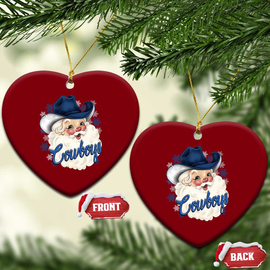 Christmas Cowboys Fan Ceramic Ornament Funny Xmas American Football Blue Santa TS11 Print Your Wear