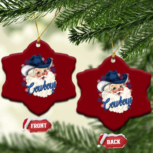 Christmas Cowboys Fan Ceramic Ornament Funny Xmas American Football Blue Santa TS11 Print Your Wear