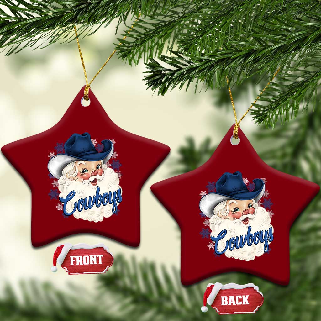 Christmas Cowboys Fan Ceramic Ornament Funny Xmas American Football Blue Santa TS11 Print Your Wear