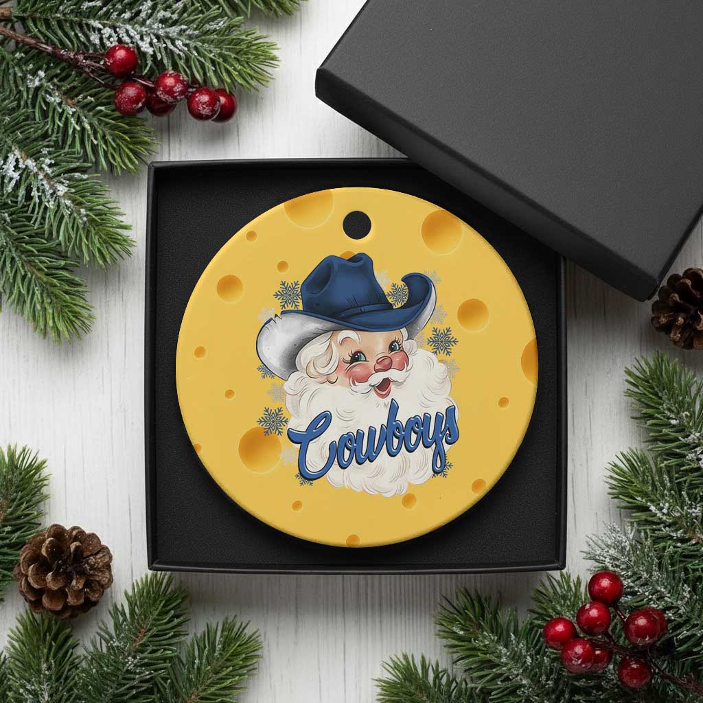 Christmas Cowboys Fan Ceramic Ornament Funny Xmas American Football Blue Santa TS11 1pc Yellow Cheese Print Your Wear