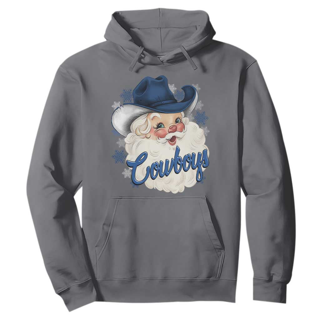 Christmas Cowboys Fan Hoodie Funny Xmas American Football Blue Santa TS11 Charcoal Print Your Wear