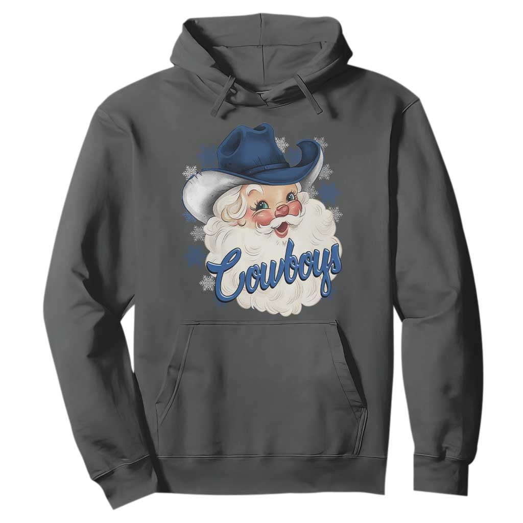 Christmas Cowboys Fan Hoodie Funny Xmas American Football Blue Santa TS11 Dark Heather Print Your Wear
