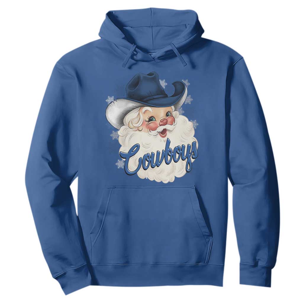 Christmas Cowboys Fan Hoodie Funny Xmas American Football Blue Santa TS11 Royal Blue Print Your Wear