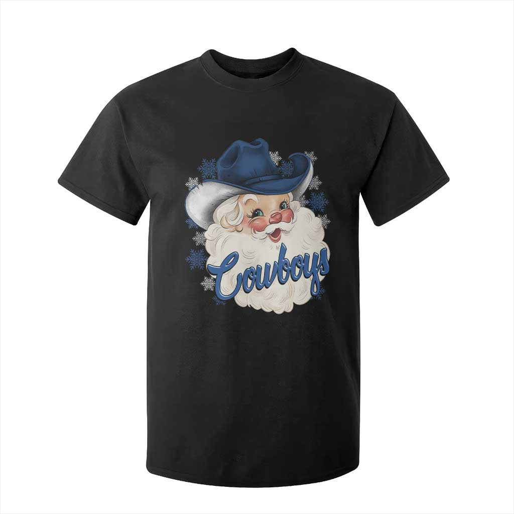Christmas Cowboys Fan T Shirt For Kid Funny Xmas American Football Blue Santa TS11 Black Print Your Wear