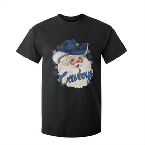 Christmas Cowboys Fan T Shirt For Kid Funny Xmas American Football Blue Santa TS11 Black Print Your Wear