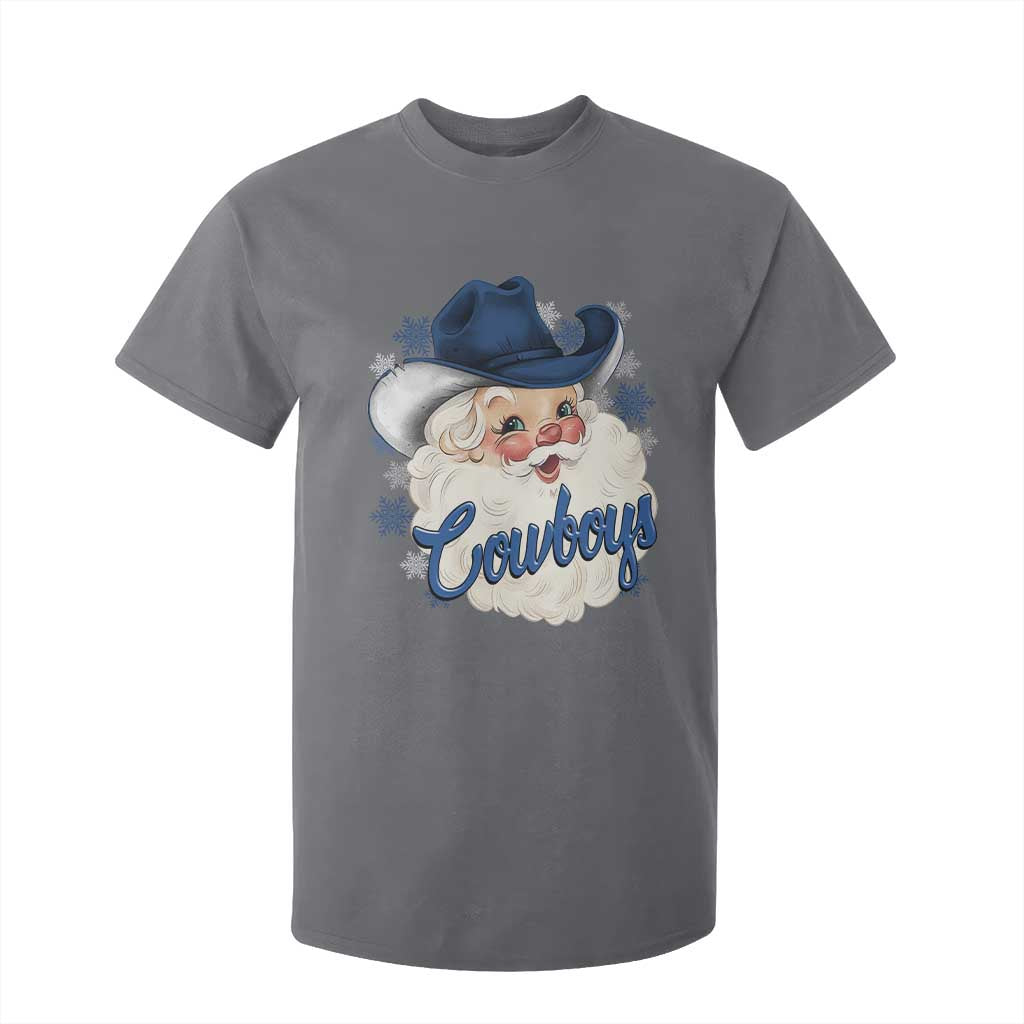 Christmas Cowboys Fan T Shirt For Kid Funny Xmas American Football Blue Santa TS11 Charcoal Print Your Wear