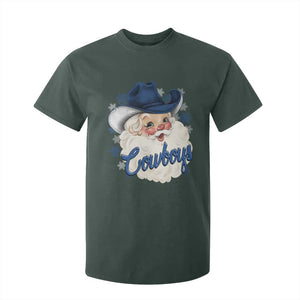 Christmas Cowboys Fan T Shirt For Kid Funny Xmas American Football Blue Santa TS11 Dark Forest Green Print Your Wear