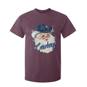Christmas Cowboys Fan T Shirt For Kid Funny Xmas American Football Blue Santa TS11 Maroon Print Your Wear