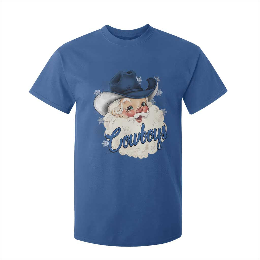 Christmas Cowboys Fan T Shirt For Kid Funny Xmas American Football Blue Santa TS11 Royal Blue Print Your Wear