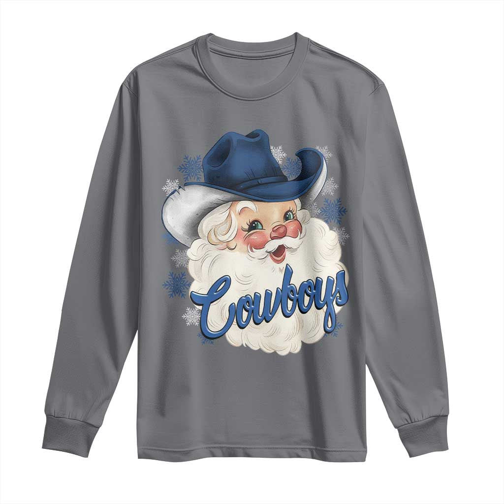 Christmas Cowboys Fan Long Sleeve Shirt Funny Xmas American Football Blue Santa TS11 Charcoal Print Your Wear