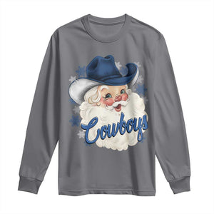 Christmas Cowboys Fan Long Sleeve Shirt Funny Xmas American Football Blue Santa TS11 Charcoal Print Your Wear