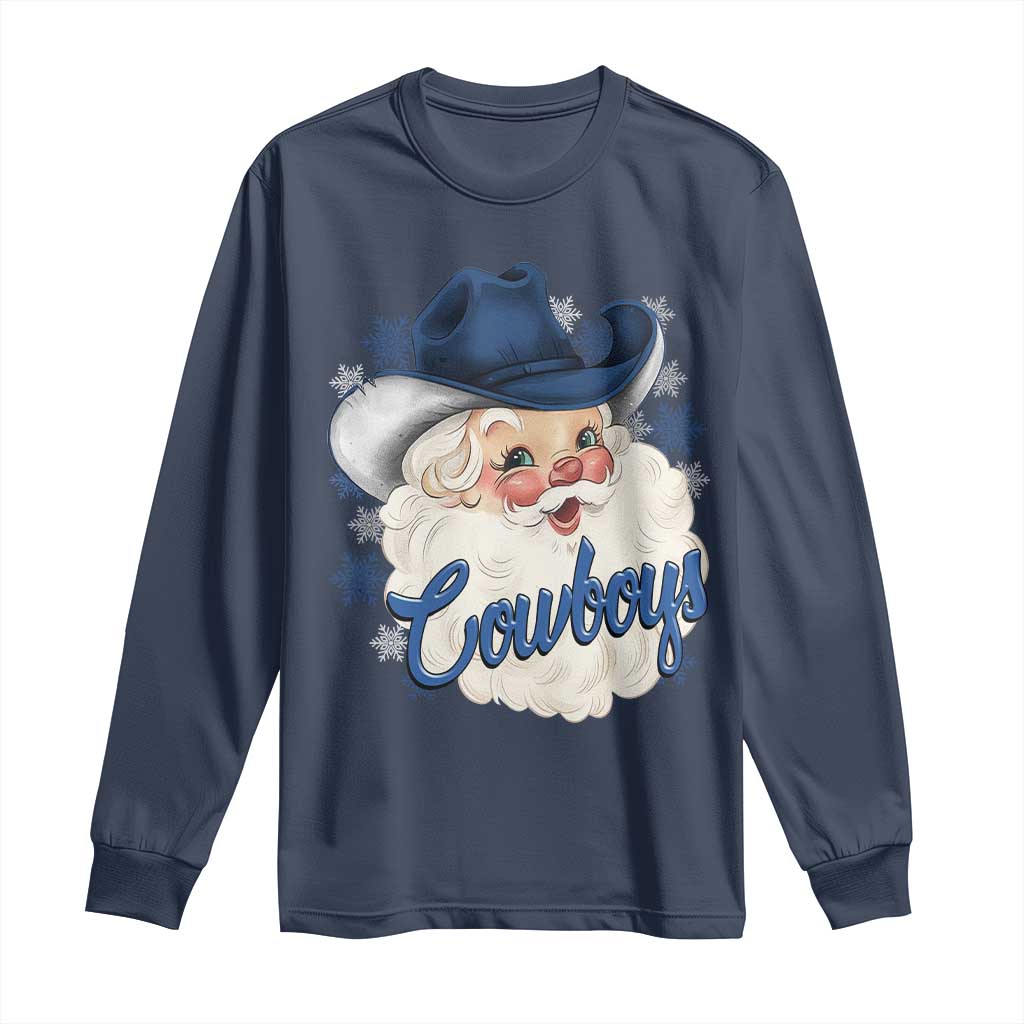 Christmas Football Lover Long Sleeve Shirt Blue Santa DFC Game Day TS11 Navy Print Your Wear