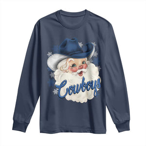 Christmas Cowboys Fan Long Sleeve Shirt Funny Xmas American Football Blue Santa TS11 Navy Print Your Wear