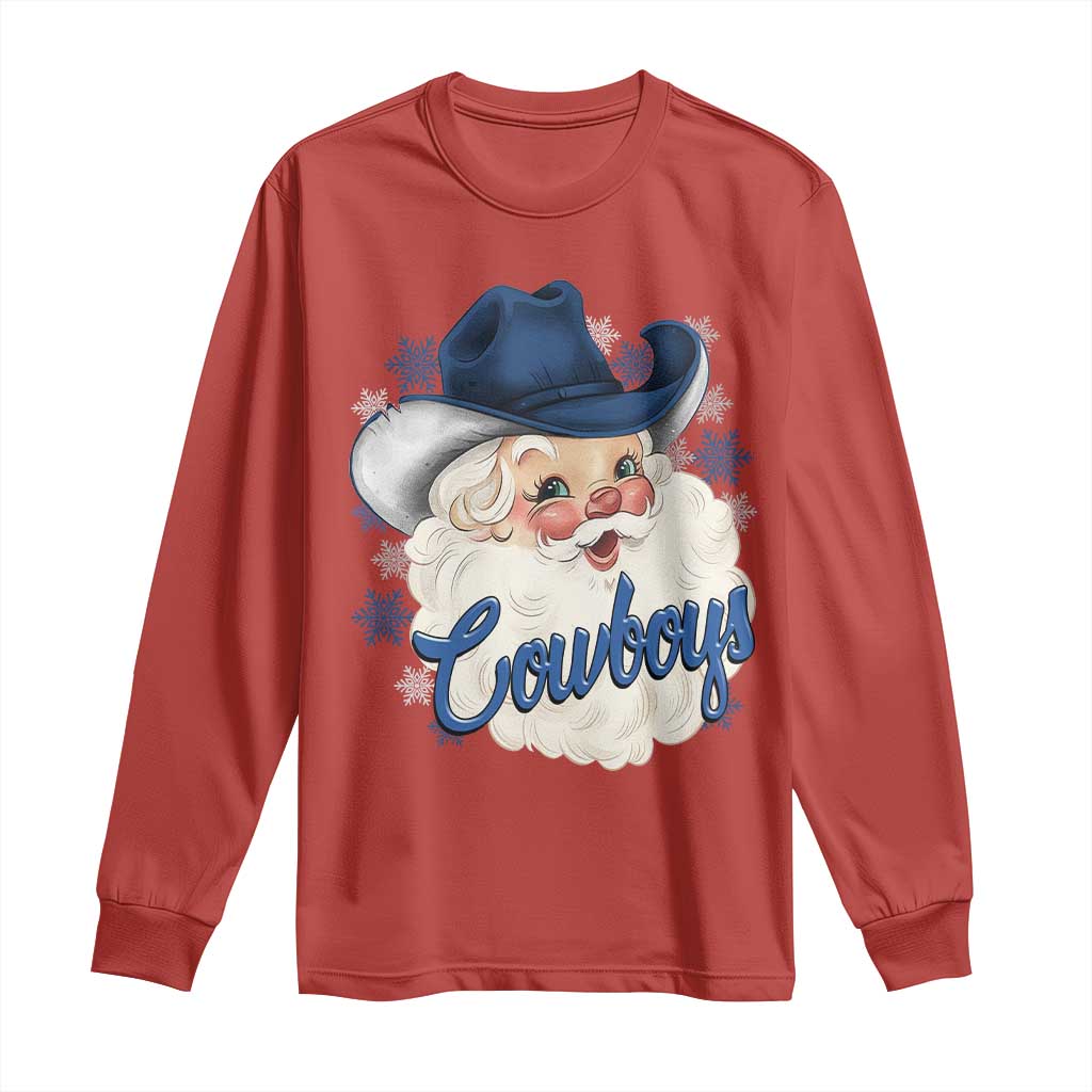 Christmas Cowboys Fan Long Sleeve Shirt Funny Xmas American Football Blue Santa TS11 Red Print Your Wear