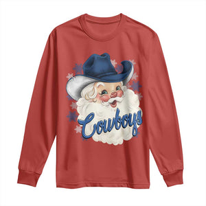 Christmas Cowboys Fan Long Sleeve Shirt Funny Xmas American Football Blue Santa TS11 Red Print Your Wear