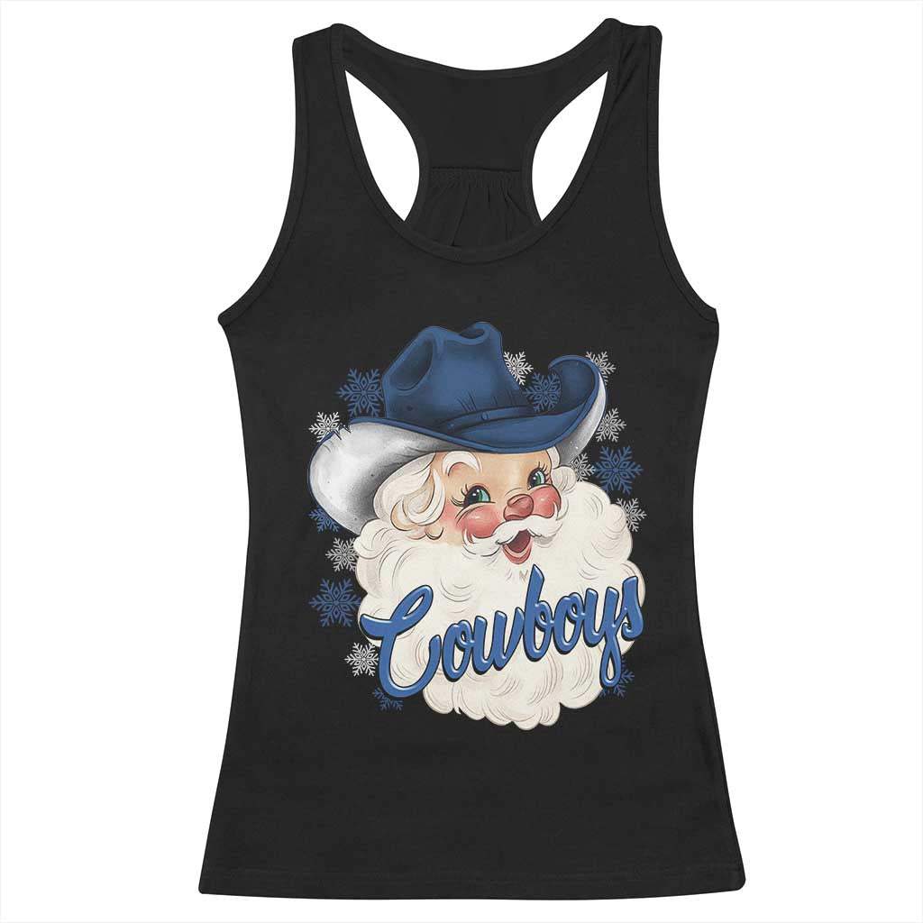 Christmas Football Lover Racerback Tank Top Blue Santa DFC Game Day TS11 Black Print Your Wear