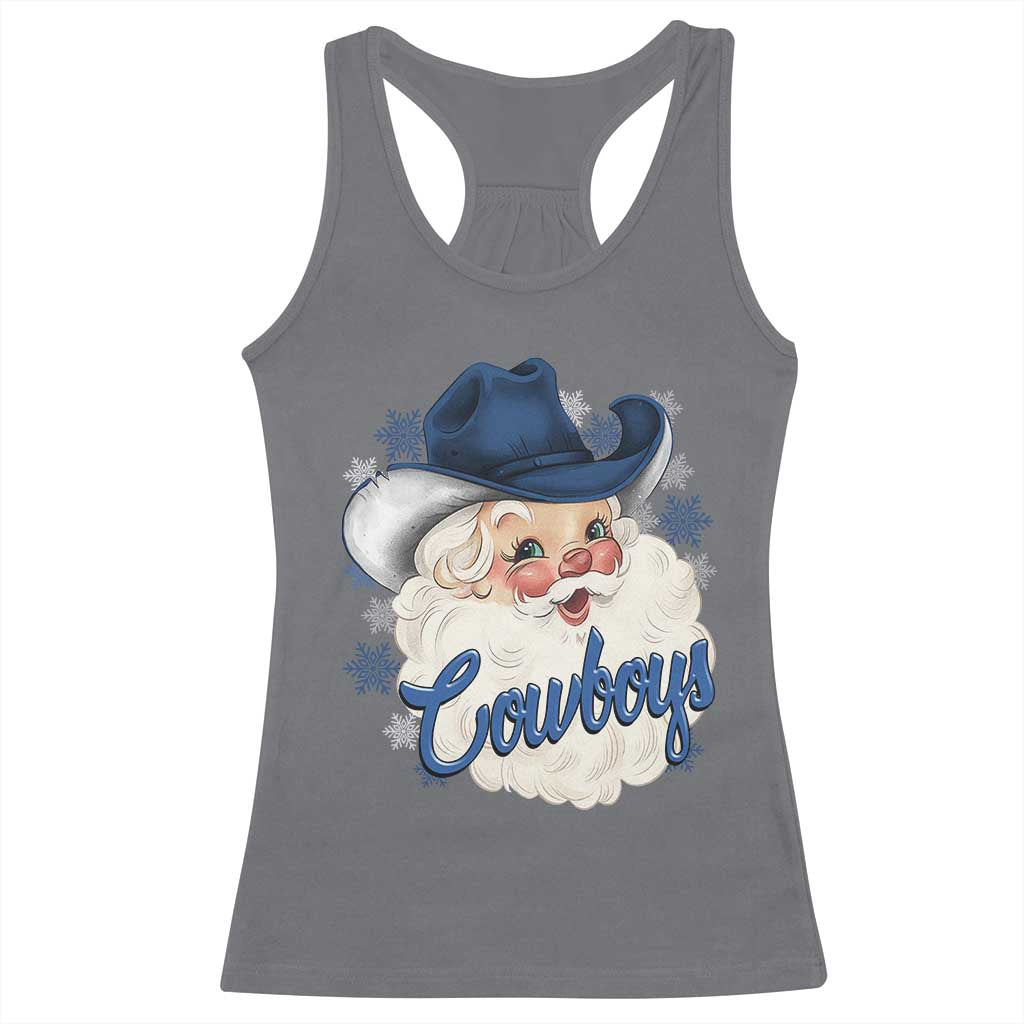 Christmas Cowboys Fan Racerback Tank Top Funny Xmas American Football Blue Santa TS11 Charcoal Print Your Wear