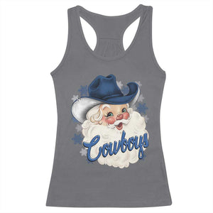 Christmas Cowboys Fan Racerback Tank Top Funny Xmas American Football Blue Santa TS11 Charcoal Print Your Wear