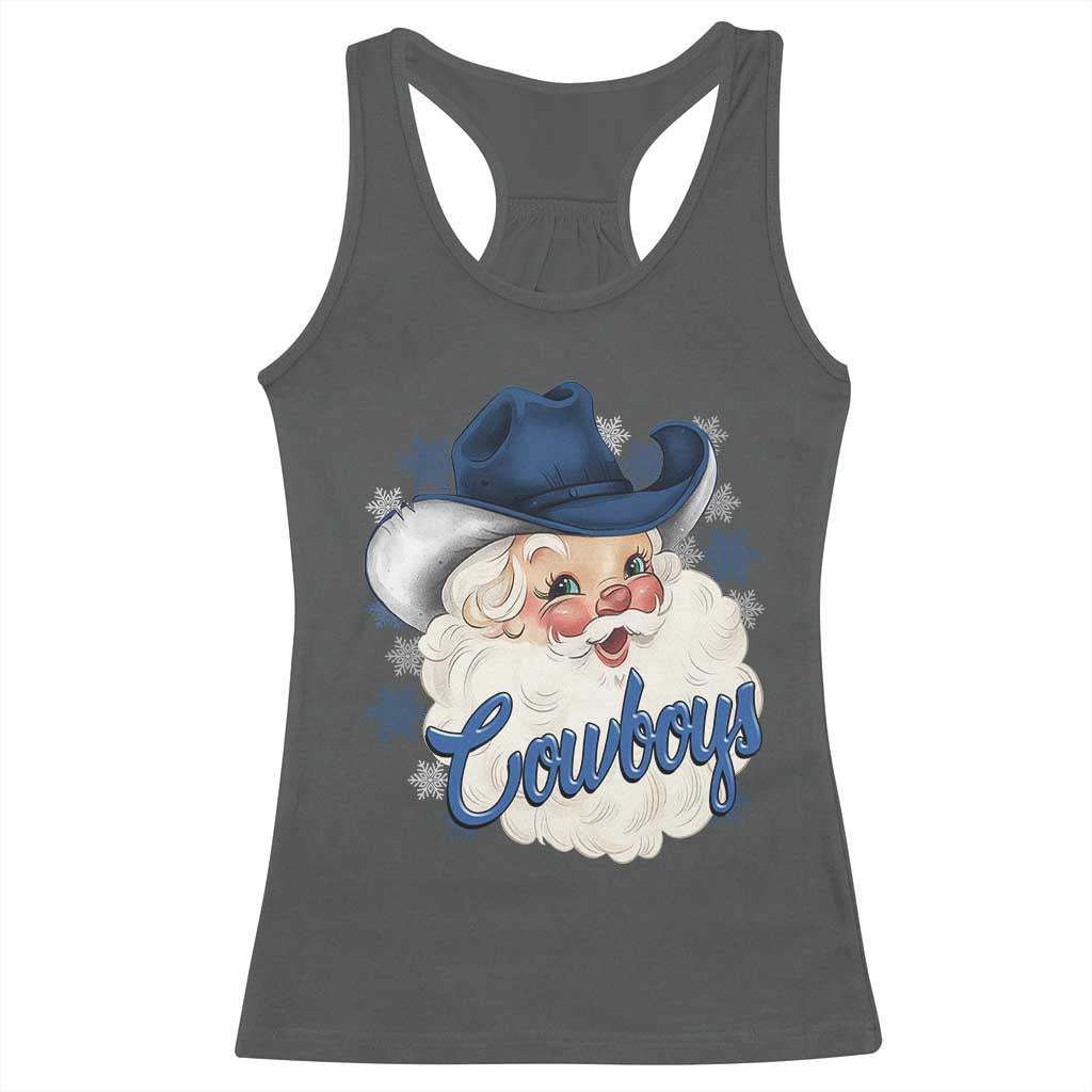 Christmas Football Lover Racerback Tank Top Blue Santa DFC Game Day TS11 Dark Heather Print Your Wear