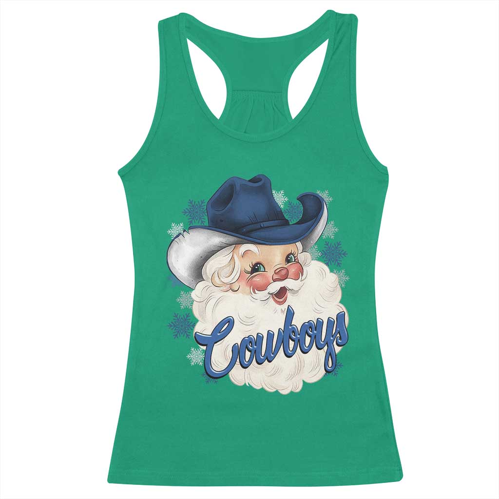 Christmas Cowboys Fan Racerback Tank Top Funny Xmas American Football Blue Santa TS11 Irish Green Print Your Wear