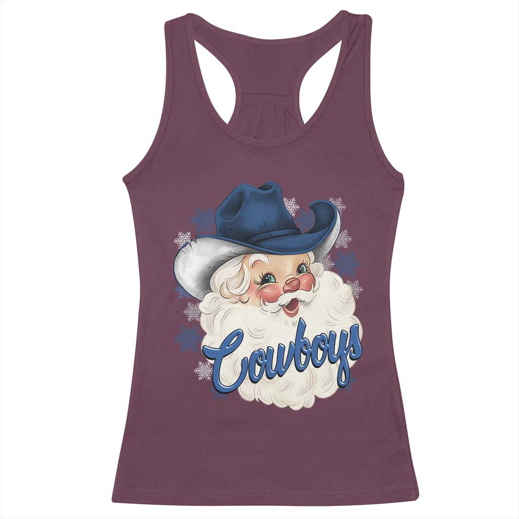 Christmas Cowboys Fan Racerback Tank Top Funny Xmas American Football Blue Santa TS11 Maroon Print Your Wear