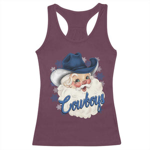 Christmas Cowboys Fan Racerback Tank Top Funny Xmas American Football Blue Santa TS11 Maroon Print Your Wear