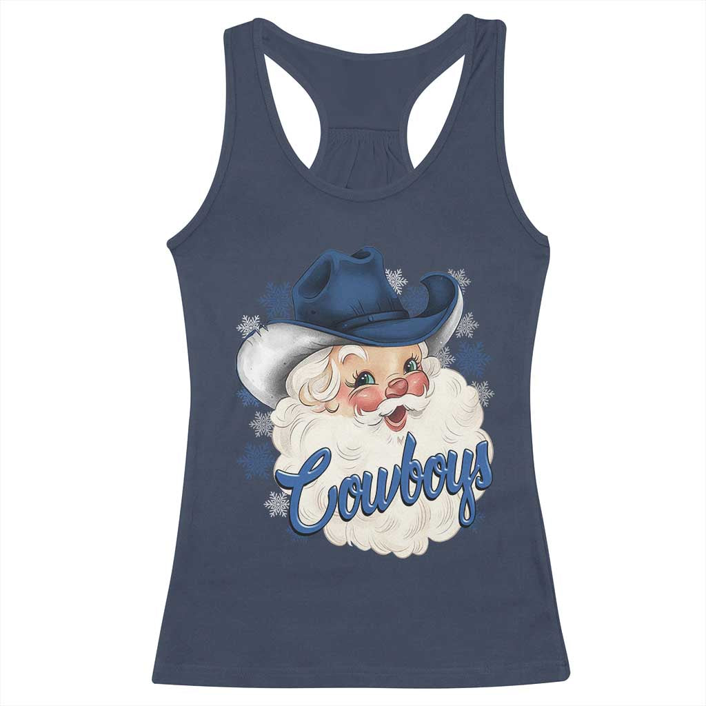 Christmas Cowboys Fan Racerback Tank Top Funny Xmas American Football Blue Santa TS11 Navy Print Your Wear