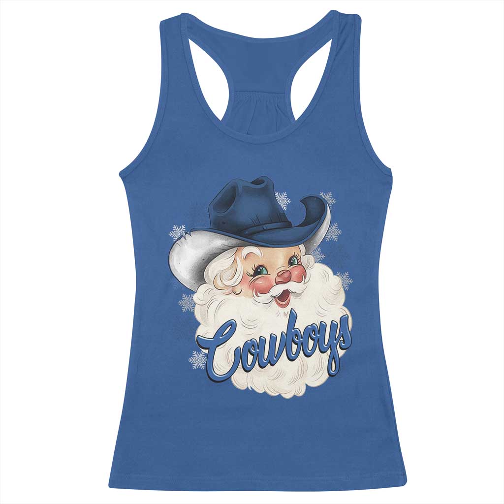 Christmas Cowboys Fan Racerback Tank Top Funny Xmas American Football Blue Santa TS11 Royal Blue Print Your Wear