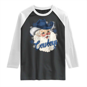 Christmas Cowboys Fan Raglan Shirt Funny Xmas American Football Blue Santa TS11 Black White Print Your Wear