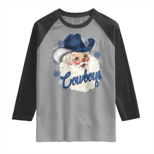 Christmas Cowboys Fan Raglan Shirt Funny Xmas American Football Blue Santa TS11 Sport Gray Black Print Your Wear