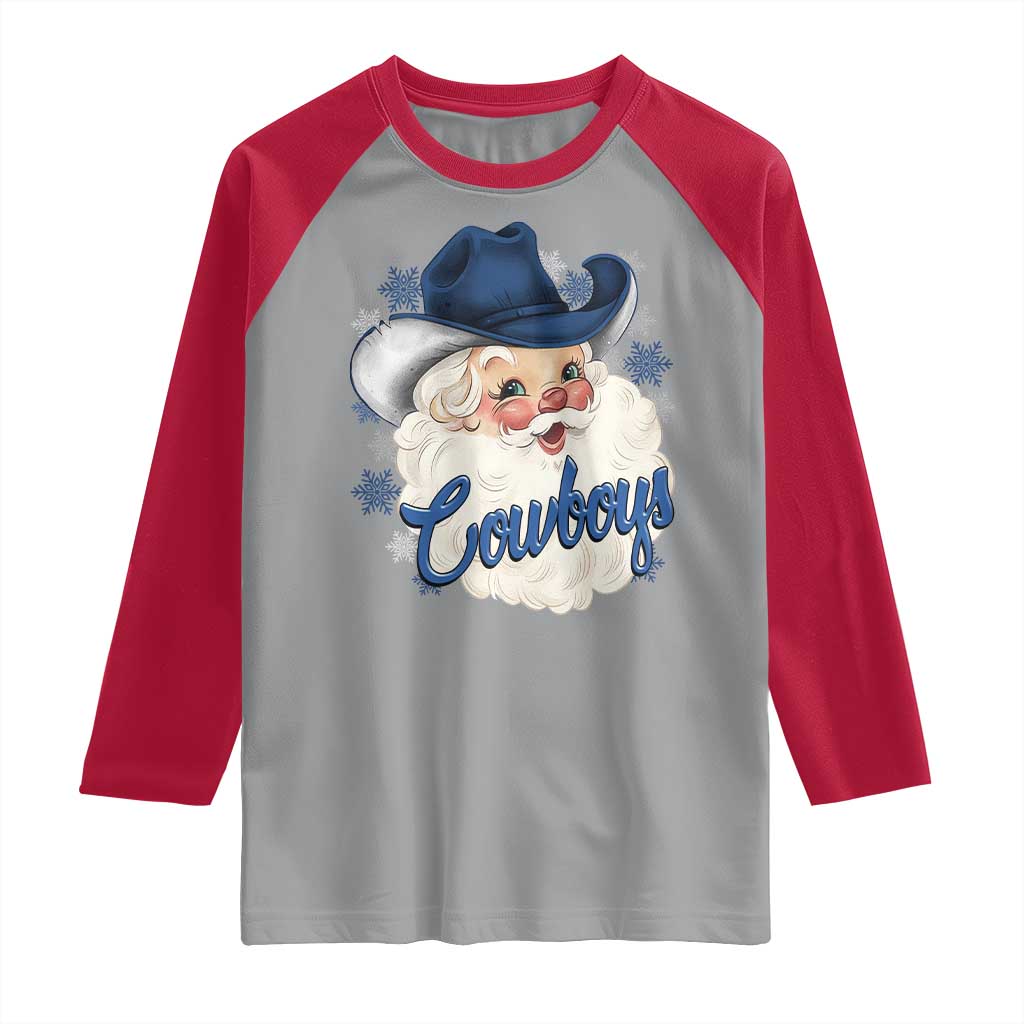 Christmas Cowboys Fan Raglan Shirt Funny Xmas American Football Blue Santa TS11 Sport Gray Red Print Your Wear