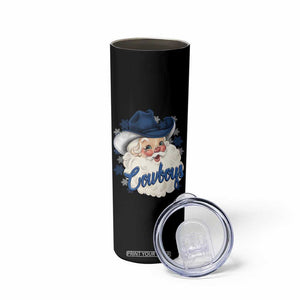 Christmas Cowboys Fan Skinny Tumbler Funny Xmas American Football Blue Santa TS11 Print Your Wear