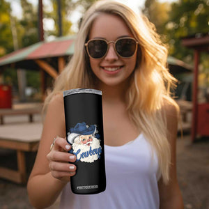 Christmas Football Lover Skinny Tumbler Blue Santa DFC Game Day TS11 Print Your Wear