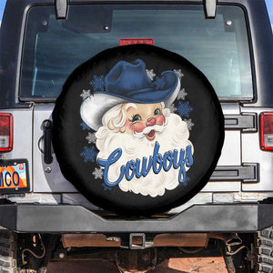 Christmas Cowboys Fan Spare Tire Cover Funny Xmas American Football Blue Santa TS11 No hole Black Print Your Wear