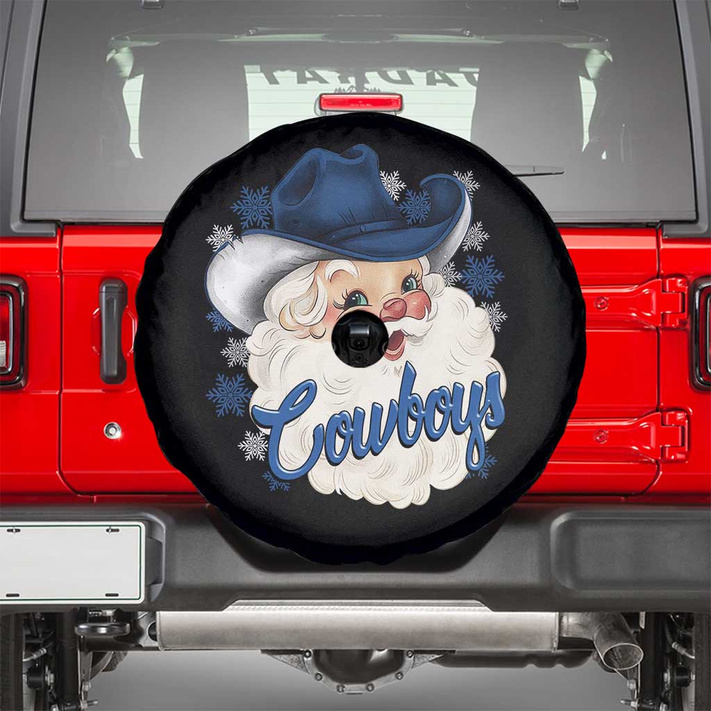 Christmas Cowboys Fan Spare Tire Cover Funny Xmas American Football Blue Santa TS11 Black Print Your Wear