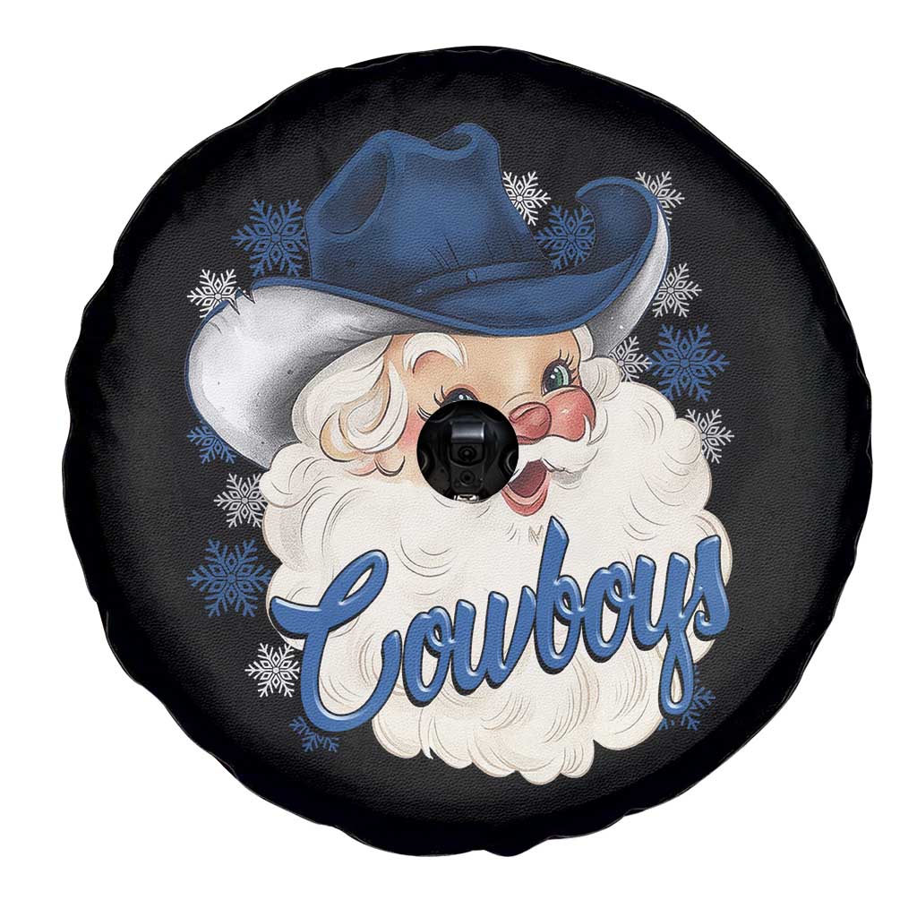 Christmas Cowboys Fan Spare Tire Cover Funny Xmas American Football Blue Santa TS11 Print Your Wear