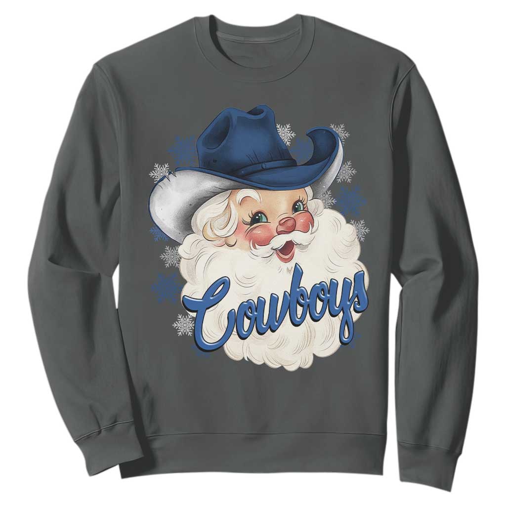 Christmas Football Lover Sweatshirt Blue Santa DFC Game Day TS11 Dark Heather Print Your Wear