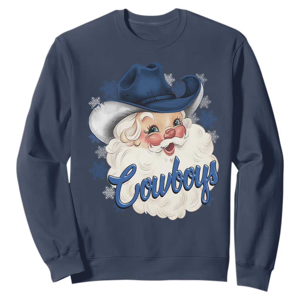 Christmas Football Lover Sweatshirt Blue Santa DFC Game Day TS11 Navy Print Your Wear