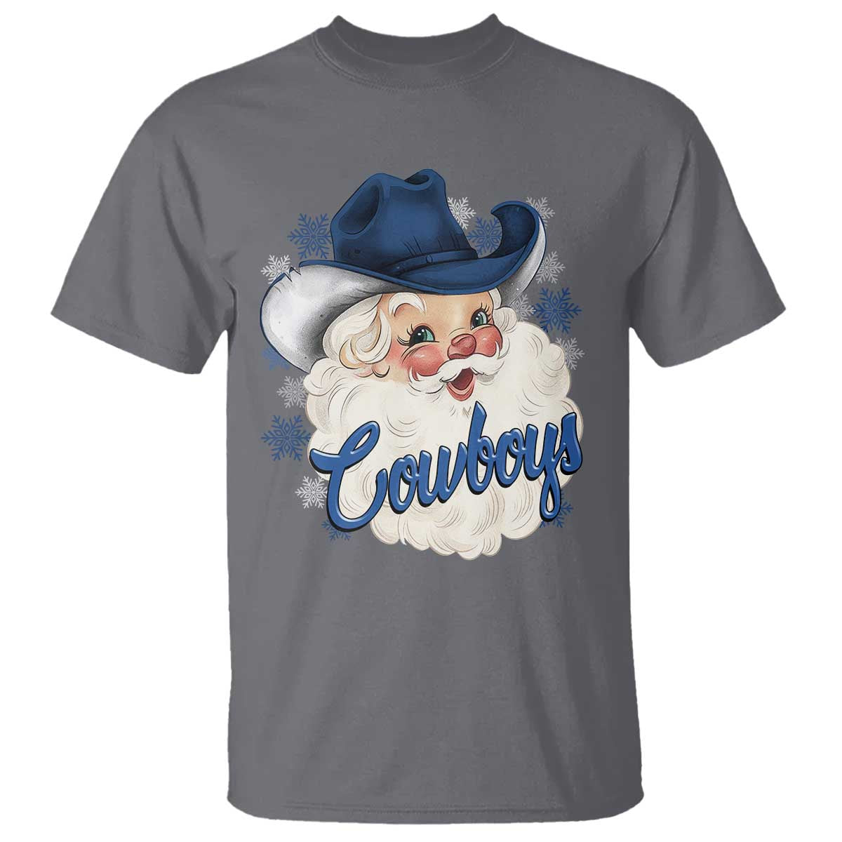 Christmas Cowboys Fan T Shirt Funny Xmas American Football Blue Santa TS11 Charcoal Print Your Wear