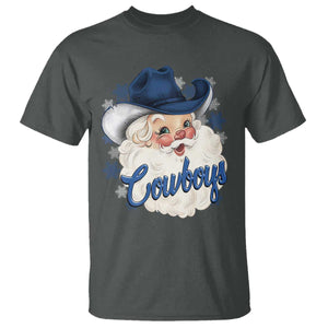 Christmas Cowboys Fan T Shirt Funny Xmas American Football Blue Santa TS11 Dark Heather Print Your Wear