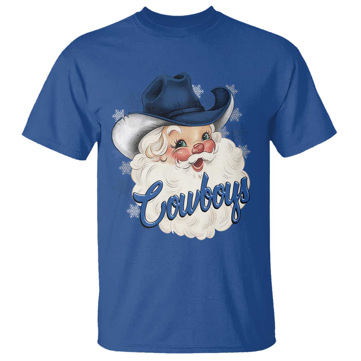 Christmas Cowboys Fan T Shirt Funny Xmas American Football Blue Santa TS11 Royal Blue Print Your Wear