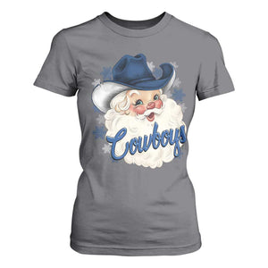 Christmas Cowboys Fan T Shirt For Women Funny Xmas American Football Blue Santa TS11 Charcoal Print Your Wear