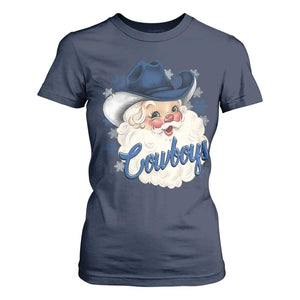 Christmas Cowboys Fan T Shirt For Women Funny Xmas American Football Blue Santa TS11 Navy Print Your Wear