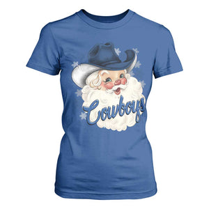 Christmas Cowboys Fan T Shirt For Women Funny Xmas American Football Blue Santa TS11 Royal Blue Print Your Wear