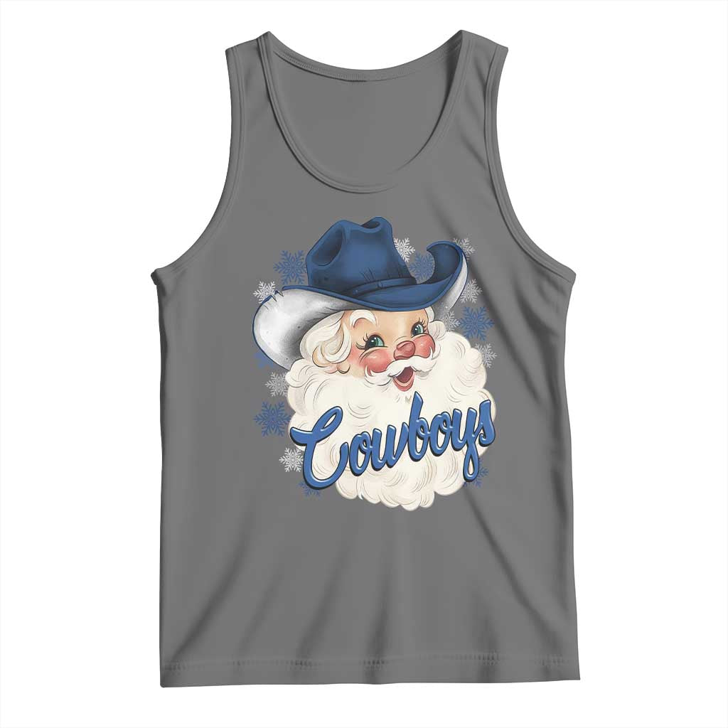 Christmas Cowboys Fan Tank Top Funny Xmas American Football Blue Santa TS11 Black Heather Print Your Wear